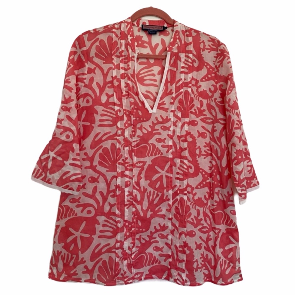 Vineyards Vines | Pink & White Sea Creatures Tunic